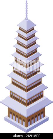 Pagoda temple icône vecteur isométrique. Bâtiment chinois. Maison de ville Illustration de Vecteur