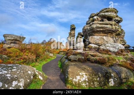 Brimham Rocks, près de Harrogate, North Yorkshire, Angleterre, Royaume-Uni Banque D'Images