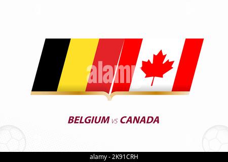 La Belgique contre le Canada dans la compétition de football, Groupe A. contre l'icône sur fond de football. Icône vecteur sport. Illustration de Vecteur