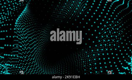 Résumé mouvement numérique dynamique des ondes de particules avec effet lumineux brillant, trapcode, arrière-plan abstrait Banque D'Images