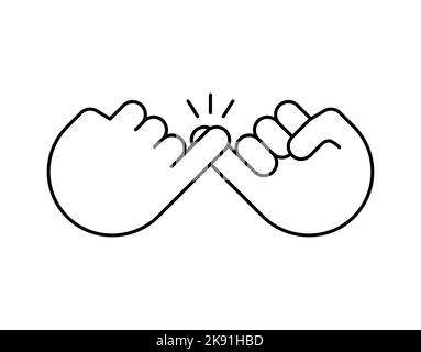 Pinky ligne promesse icône de doigt vecteur digne de confiance jure coopération amitié. Pinky promesse emoji. Illustration de Vecteur