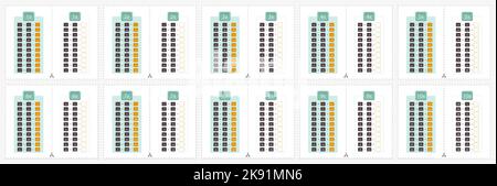 Ensemble de tableau de multiplication d'apprentissage et de pratique de 1 à 10, tableau de multiplication avec la réponse et pour la pratique. Ensemble de vecteurs. Illustration de Vecteur