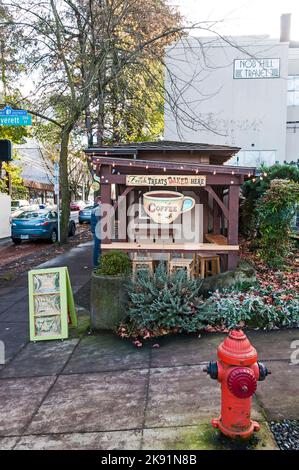 Kiosque à café à Portland, Oregon. Banque D'Images