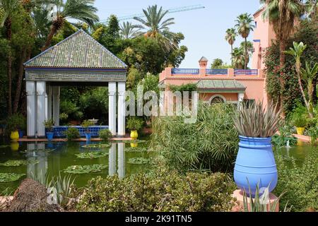 Jardin Majorelle Yve Saint Laurent Pierre Berge Bergé Marrakech Maroc Banque D'Images