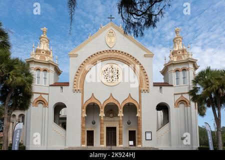 St. Augustine, Floride, vue extérieure de l'église presbytérienne Memorial. Banque D'Images