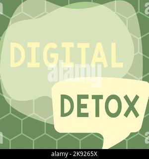 Affiche numérique Detox. Mot écrit sur l'interdiction d'utiliser des appareils électroniques et numériques Banque D'Images