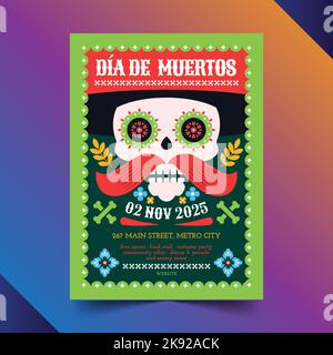 flat dia de muertos vertical poster template illustration de la conception vectorielle Illustration de Vecteur