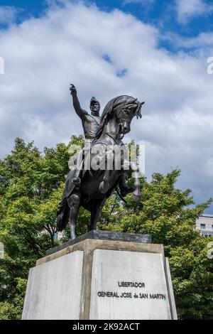 Washington, DC - 8 septembre 2022 : statue équestre du général José de San Martin sculptée par Augustin-Alexandre Dumont Banque D'Images