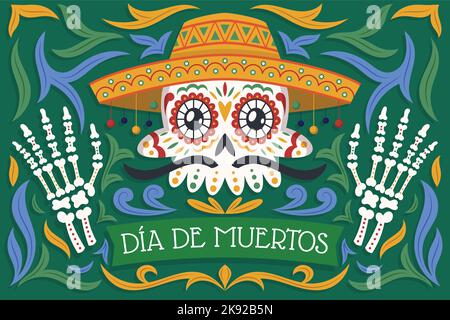illustration de la conception vectorielle de la forme plate de muertos dessinée à la main Illustration de Vecteur
