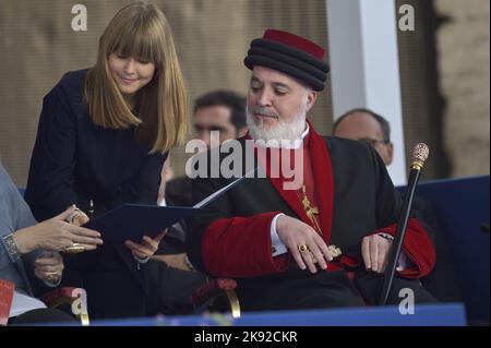 Rome, Italie. 25th octobre 2022. Le Pape François et le Patriarche de l'Église assyrienne de l'est Mar Awa III participent avec des représentants de différentes religions à la réunion œcuménique de prière "le cri pour la paix - religions et cultures en dialogue" au Colisée sur 25 octobre 2022 à Rome, en Italie. Photo de Spaziani/UPI crédit: UPI/Alay Live News Banque D'Images