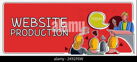 Légende conceptuelle production de site Web. Idée d'entreprise créant des sites avec le contenu de mise en page et la conception graphique Banque D'Images