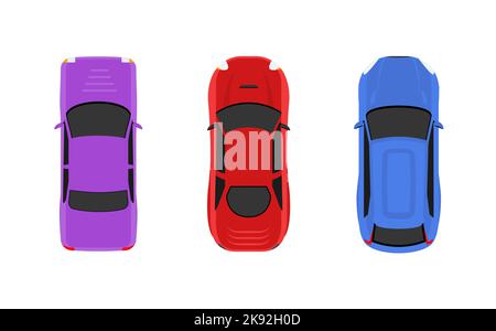 Icône de dessin animé vectoriel de la vue de dessus de la voiture. Illustration de l'antenne avec pictogramme de véhicule au-dessus de la vue de dessus Illustration de Vecteur