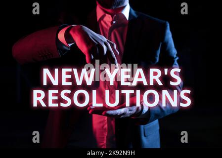 Inspiration montrant le signe de la nouvelle année S résolutions. Concept, c'est-à-dire reflet des objectifs, du plan et de la motivation pour l'année à venir Banque D'Images
