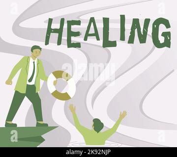 Écriture Affichage ajustement du texte. Mot pour le processus de restauration de la santé d'une maladie déséquilibrée Banque D'Images