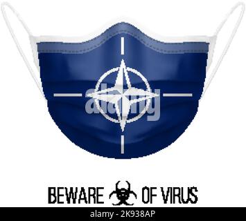 Masque médical avec drapeau national de l'OTAN. Masque protecteur virus et grippe. Concept chirurgical des problèmes de santé et de lutte contre le nouveau coronavirus (2019-nCoV Illustration de Vecteur