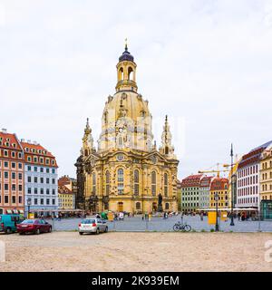 DRESDE, ALLEMAGNE - SEP 17, 2008: Vue de Frauenkirche à Dresde, Allemagne. Reconstruite après la deuxième guerre mondiale, la cathédrale est maintenant l'un des plus vi Banque D'Images