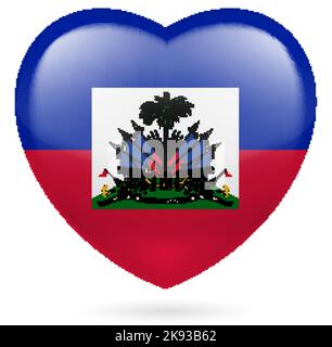 Coeur aux couleurs drapeau haïtien. J'aime Haïti avec l'emblème national Illustration de Vecteur