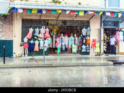 LA NOUVELLE-ORLÉANS, Etats-Unis - 15 JUILLET 2013 : pluie au marché français sur Decatur Street à la Nouvelle-Orléans, Etats-Unis. C'est une attraction touristique populaire dans la Nouvelle Orle Banque D'Images