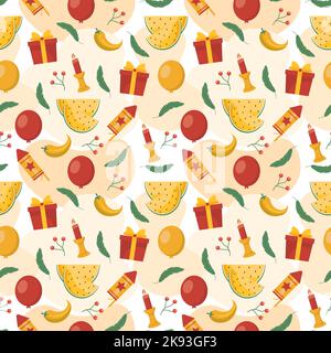 Happy Kwanzaa Holiday African Seamless Pattern Design avec Festival style Element sur Template dessin main dessin dessin dessin dessin dessin animé dessin à plat de dessin animé Illustration de Vecteur