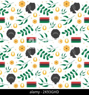 Happy Kwanzaa Holiday African Seamless Pattern Design avec Festival style Element sur Template dessin main dessin dessin dessin dessin dessin animé dessin à plat de dessin animé Illustration de Vecteur