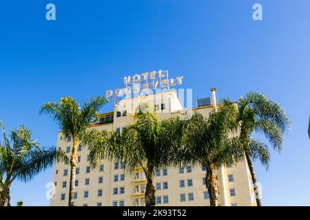 HOLLYWOOD, Etats-Unis -JUIN 26 : façade du célèbre hôtel historique Roosevelt sur 26 juin, 2012 à Hollywood, Etats-Unis. Il a d'abord ouvert sur 15 mai 1927. Il est maintenant mana Banque D'Images