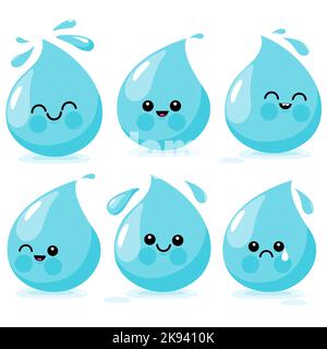 Personnages de la goutte d'eau de dessin animé. Banque D'Images