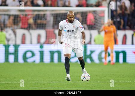 Séville, Espagne - 25 octobre 2022, Marcos do Nascimento 'Marcao' du FC Séville lors de la Ligue des champions de l'UEFA, match de football du Groupe G entre le FC Séville et le FC Copenhague sur 25 octobre 2022 à l'Estadio Ramon Sanchez Pizjuan à Séville, Espagne - photo: Joaquin Corchero/DPPI/LiveMedia Banque D'Images