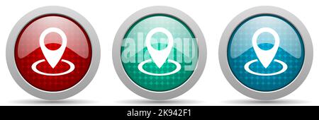 Jeu d'icônes de vecteur de pointeur, collection de boutons Web brillants Illustration de Vecteur