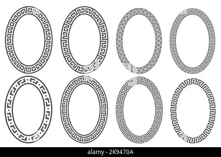 Ensemble de cadres ovales à clé grecque. Bordures circulaires avec ornements en méandre. Ellipse conceptions anciennes. Vecteur Illustration de Vecteur