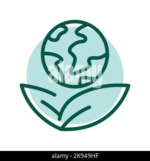 Icône ECO Earth Olor Line. Pictogramme pour page Web Illustration de Vecteur