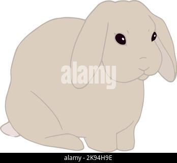 Art vectoriel de lapin assis. Mignon petit lapin simple dessiné à la main. Animal isolé. Icône PET Illustration de Vecteur