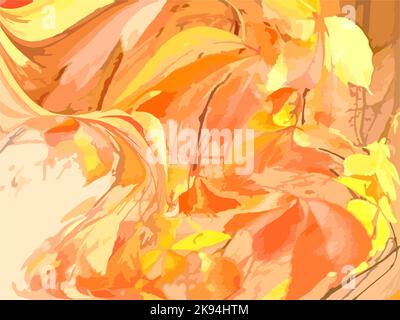 Feuilles d'automne rouge-orange-jaune pour les arrière-plans ou les textures. Feuillage brillant de raisin à la lumière du jour pour les solutions d'intérieur, le tissu, le raclage, les couvertures Banque D'Images