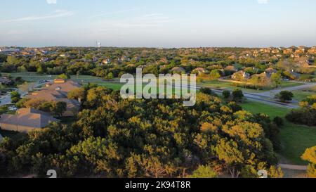 Une vue aérienne du parc et de la ville du centre-ville à Austin, Texas, États-Unis Banque D'Images