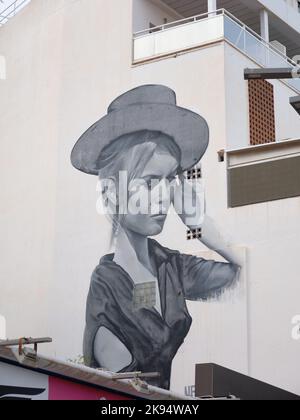 Brigitte bardot peint sur le mur dans le centre de Torremolinos, Malaga, Espagne. Banque D'Images