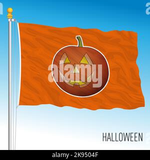 Drapeau de fantaisie de citrouille d'Halloween, célébration populaire traditionnelle, illustration vectorielle Illustration de Vecteur