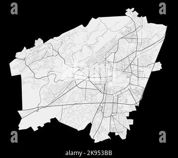 Carte vectorielle de Damas. Carte détaillée de la zone administrative de la ville de Damas. Panorama urbain. Illustration vectorielle libre de droits. Carte routière avec autoroutes, Illustration de Vecteur