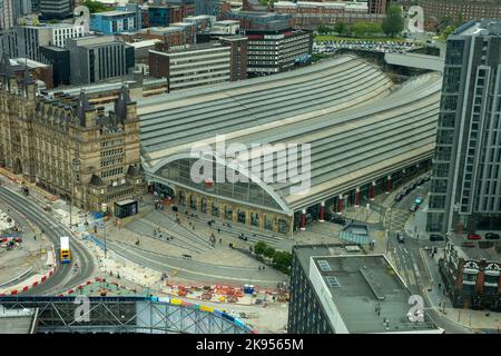 Vue aérienne de la station Liverpool Lime Street depuis la tour de radio City Banque D'Images