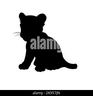 Lion cub. Prédateurs animaux sauvages. Silhouette. Isolé sur fond blanc. Vecteur Illustration de Vecteur