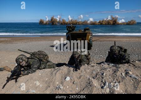 26 octobre 2022 - Pohang, Corée du Sud; les marines sud-coréennes participent à l'exercice amphibie conjoint de Hoguk à Pohang, Corée du Sud, le mercredi 26 octobre 2022. Photo par: SeongJoon Cho/Pool via Sipa USA Banque D'Images