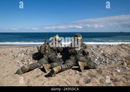 Pohang, Corée du Sud. 26th octobre 2022. Les marines sud-coréennes participent à la Hoguk joint Amphiobie Drill à Pohang, en Corée du Sud, le mercredi 26 octobre 2022. Photo par: SeongJoon Cho/Pool via Credit: SIPA USA/Alay Live News Banque D'Images