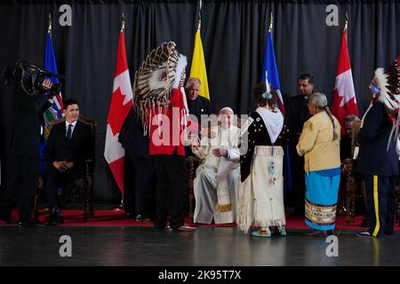 Visite papale en Alberta Canada Banque D'Images