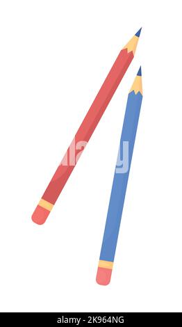 Crayons graphite semi-plat couleur vecteur objet Illustration de Vecteur