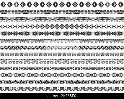 Bordure aztèque. Éléments décoratifs mexicains traditionnels géométriques, style boho de cadre indien ethnique. Collection à vecteur isolé Illustration de Vecteur
