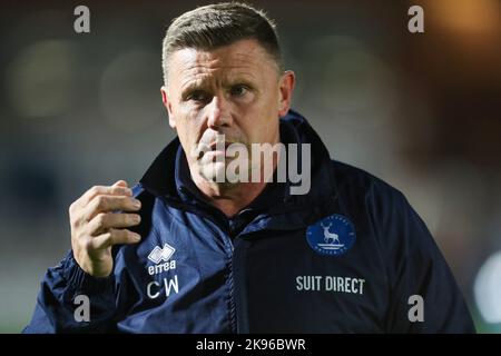 Colin West, assistant-gérant de Hartlepool United lors du match Sky Bet League 2 entre Hartlepool United et Salford City à Victoria Park, Hartlepool, le mardi 25th octobre 2022. (Credit: Mark Fletcher | MI News) Credit: MI News & Sport /Alay Live News Banque D'Images