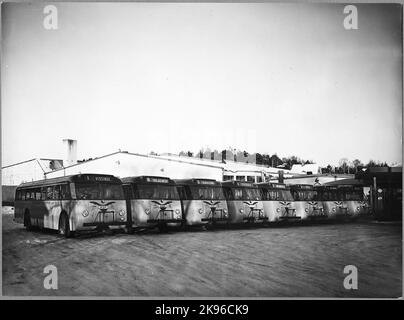 Volvo B 532. Comté de Stockholm Omquarteuss AB, SLO. (Chemin de fer de Stockholm-Roslagens, SRJ). Banque D'Images