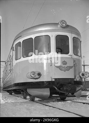 Chemins de fer d'État, SJ YCO6. Voiture avec panier en acier. Les premiers véhicules ont été déposés en circulation régulière en juin 1953. Banque D'Images