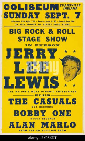 Jerry Lee Lewis 1958 affiche de concert « Big Rock & Roll Stage Show » Banque D'Images