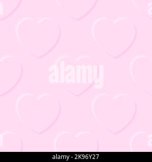 Motif de coeurs roses en relief dans un style réaliste pour l'impression et la décoration. Illustration vectorielle. Illustration de Vecteur