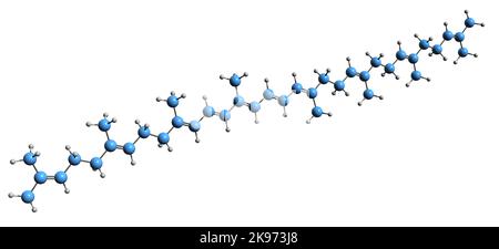 3D image de la formule squelettique du phytofluène - structure chimique moléculaire des tomates caroténoïdes isolées sur fond blanc Banque D'Images