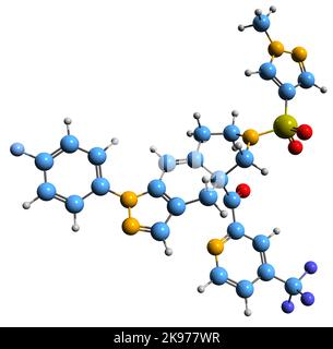 3D image de la formule squelettique relacorilante - structure chimique moléculaire de l'antiglucocorticoïde isolé sur fond blanc Banque D'Images